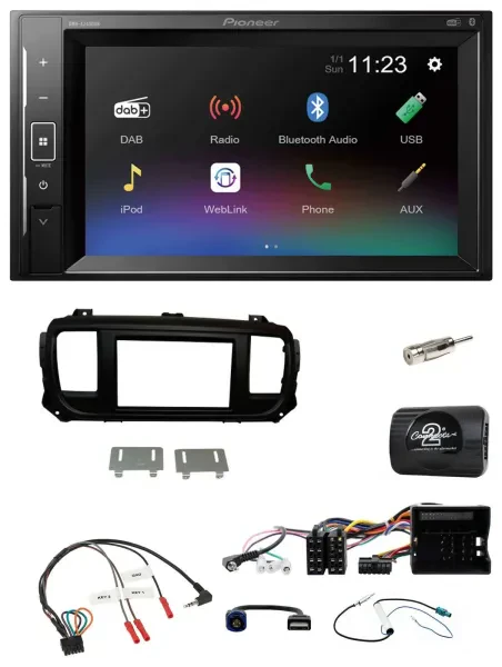 Pioneer DAB Lenkrad 2DIN Bluetooth USB Autoradio für Citroen Jumpy Erstausst. DI