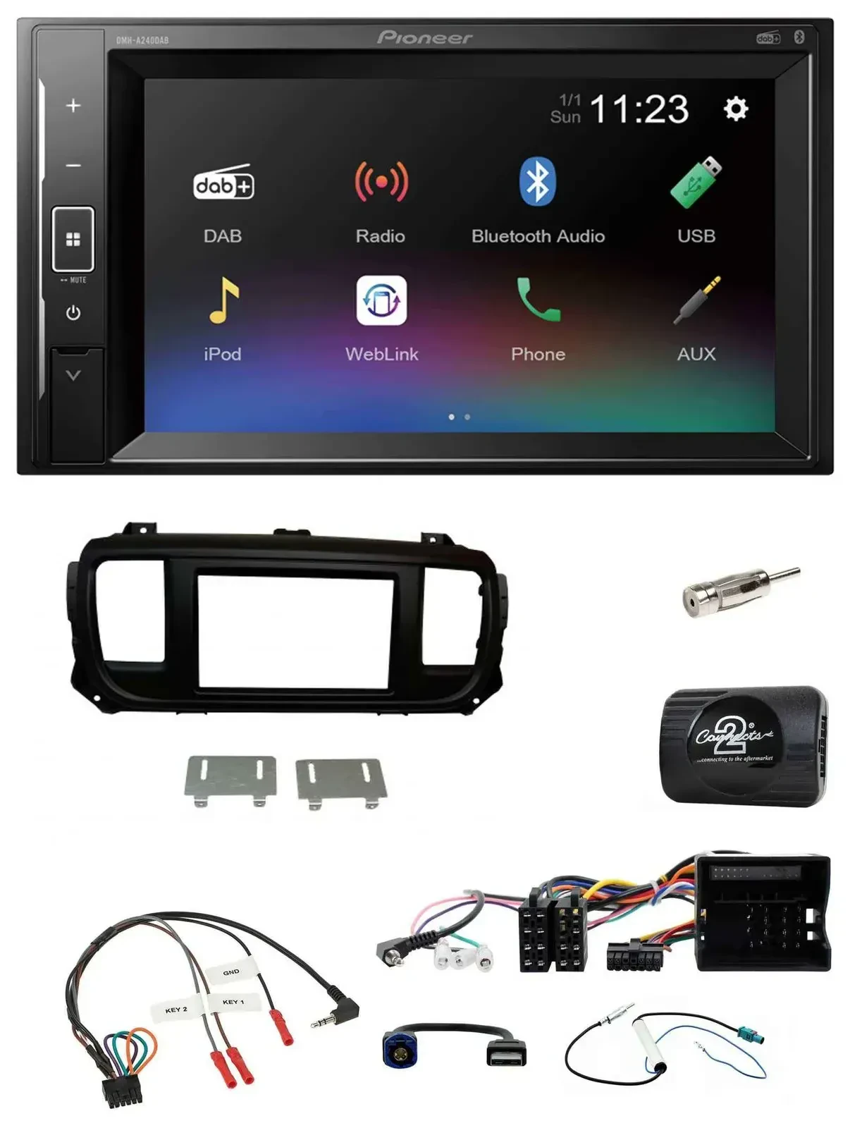 Автомагнитола для Citroen Jumpy Pioneer 2DIN, DAB, Bluetooth, USB