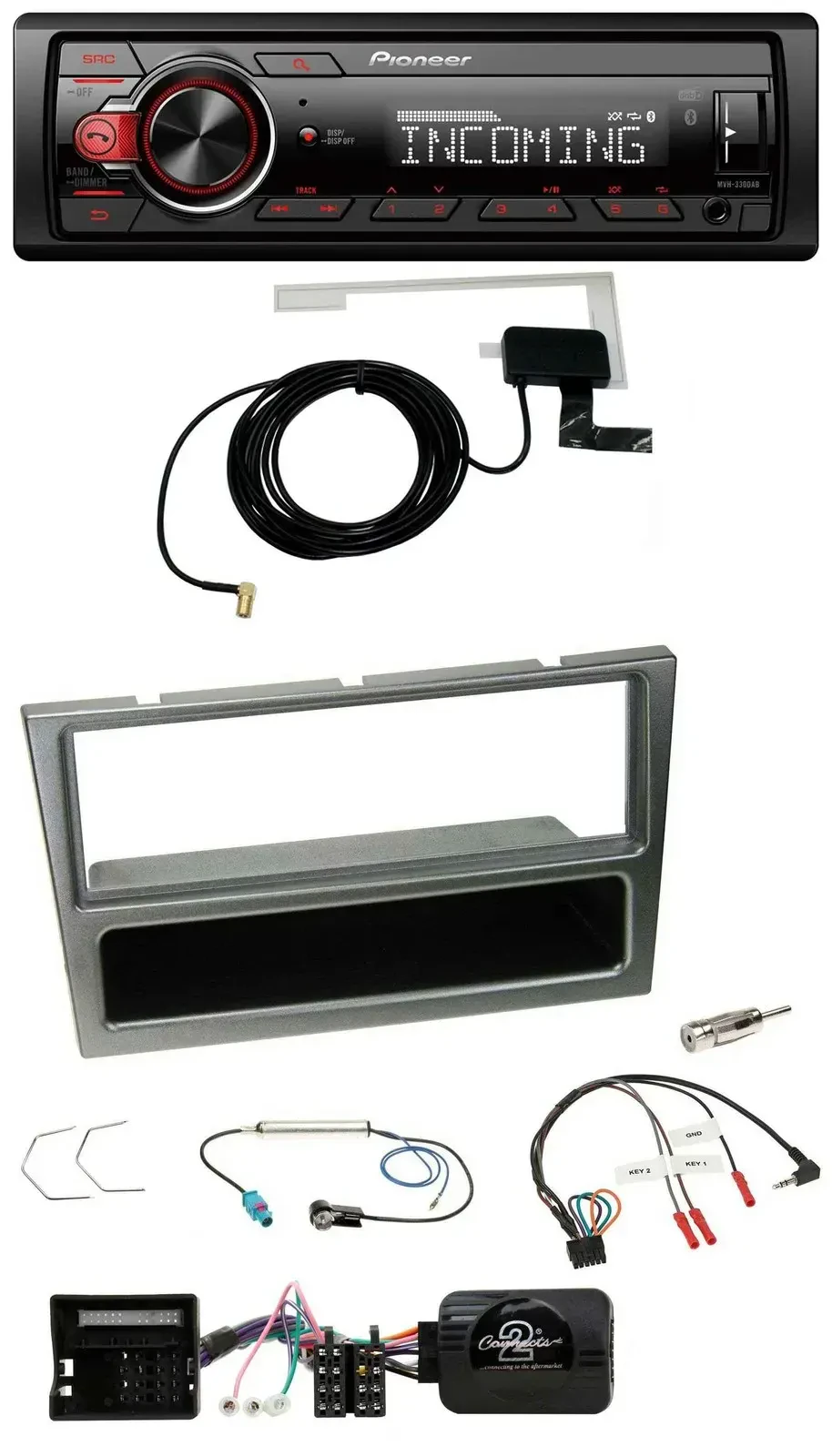 Автомагнитола Pioneer CD/MP3 DAB USB для Opel Corsa C (2004–2006) алюминий