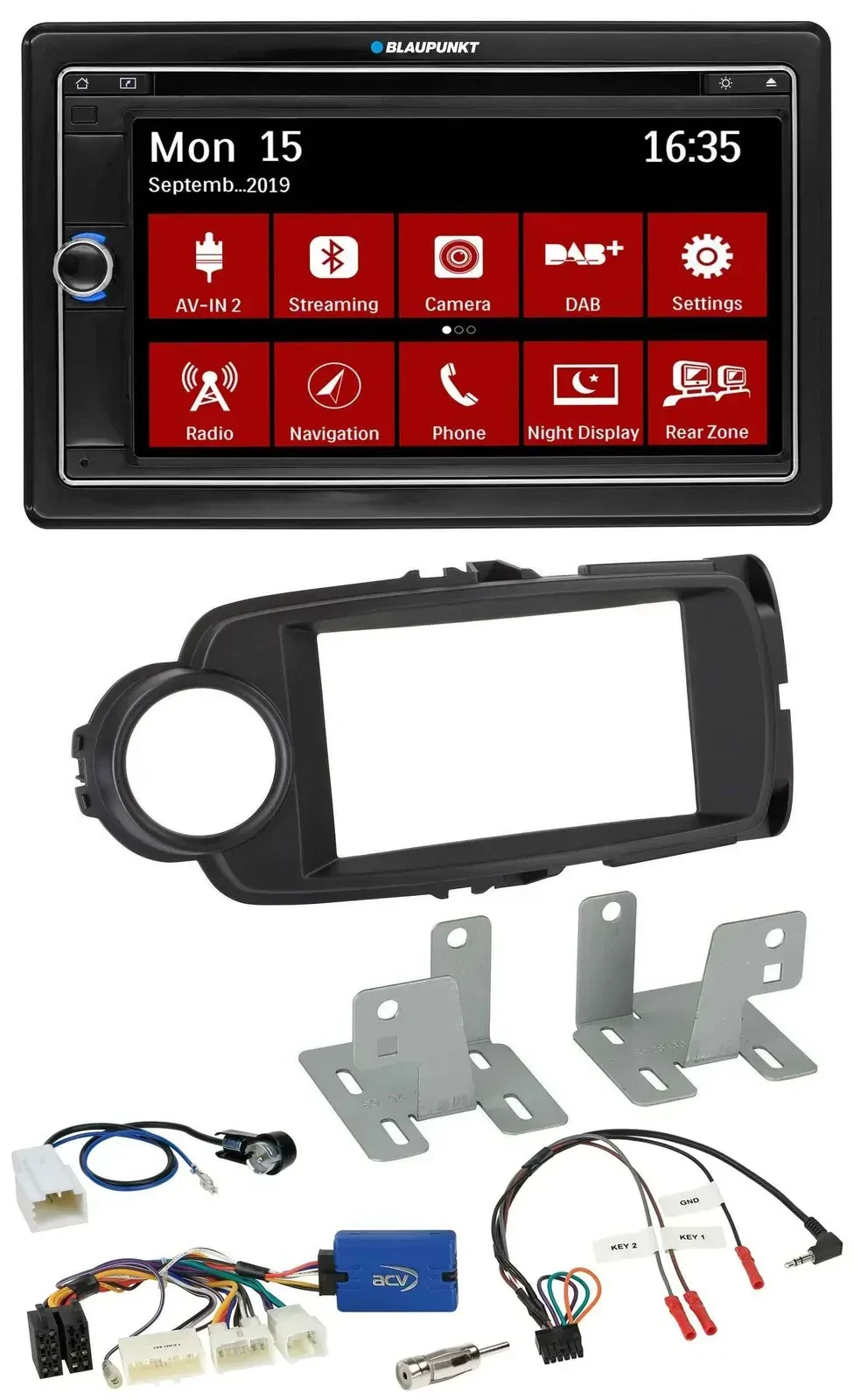 Blaupunkt TMC USB Lenkrad Bluetooth DAB 2DIN Navigation für Toyota Yaris ab 2014