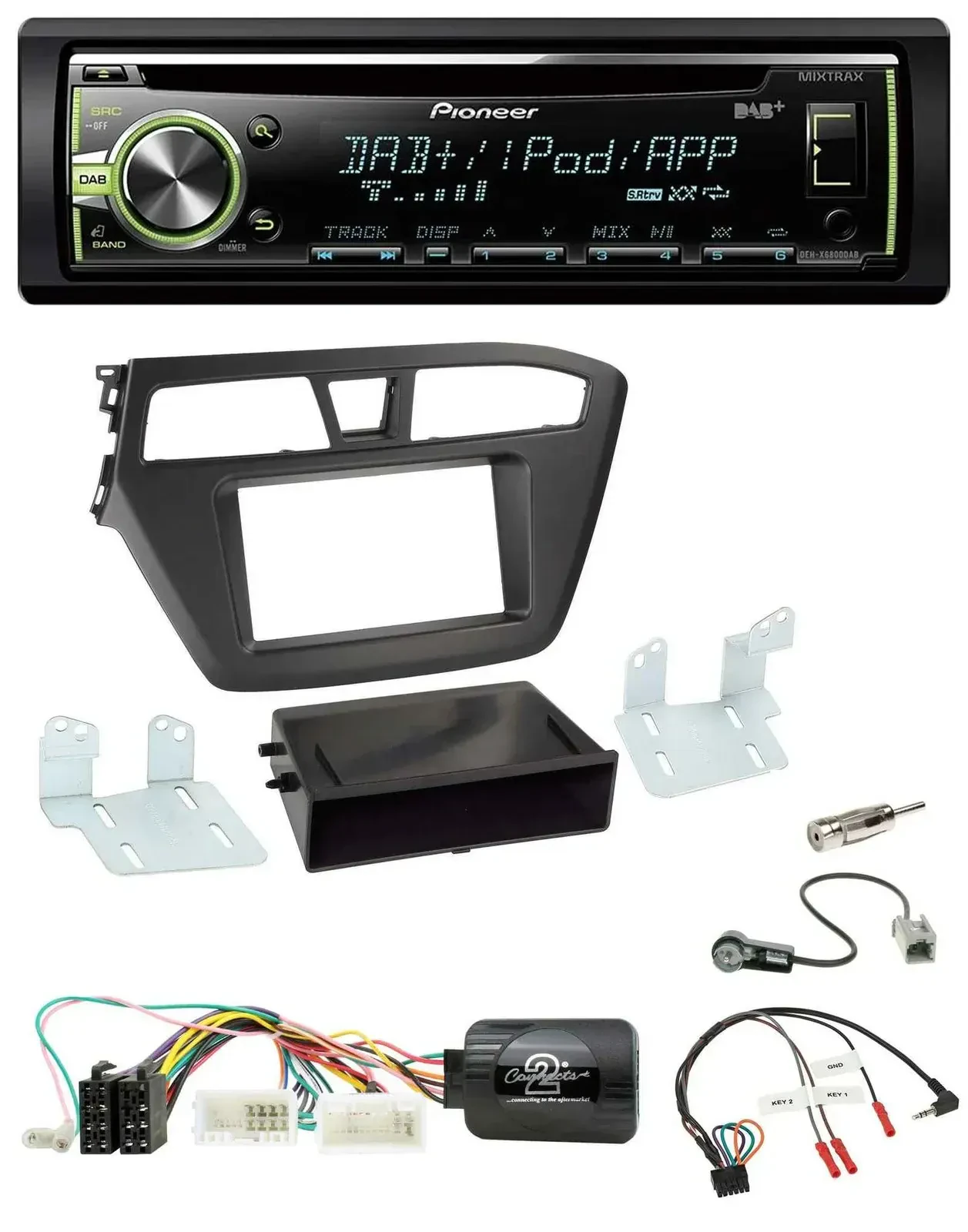 Автомагнитола Pioneer CD, DAB, USB, MP3 для Hyundai i20 (с 2015), с поддержкой кнопок на руле