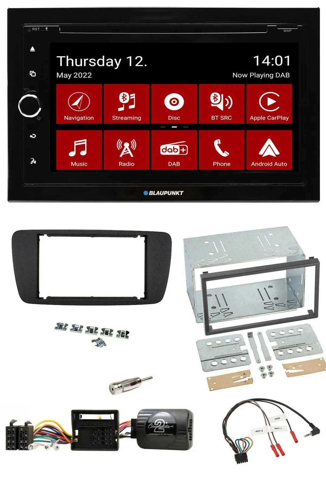 Blaupunkt 2DIN Lenkrad Bluetooth USB TMC DAB Navigation für Seat Ibiza ab 08 nit