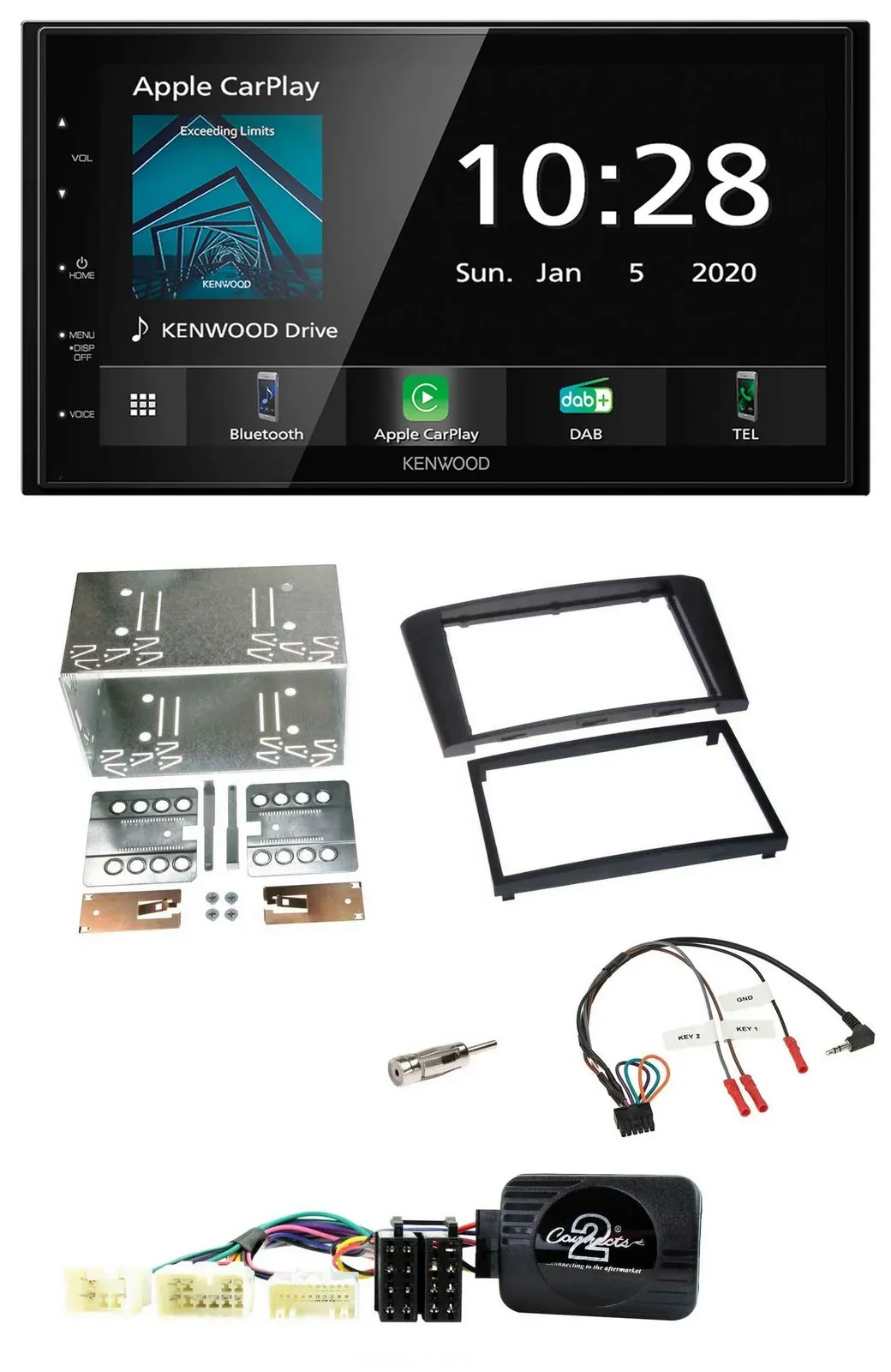 Kenwood Bluetooth Lenkrad DAB USB 2DIN Autoradio für Toyota Avensis 2003-2009
