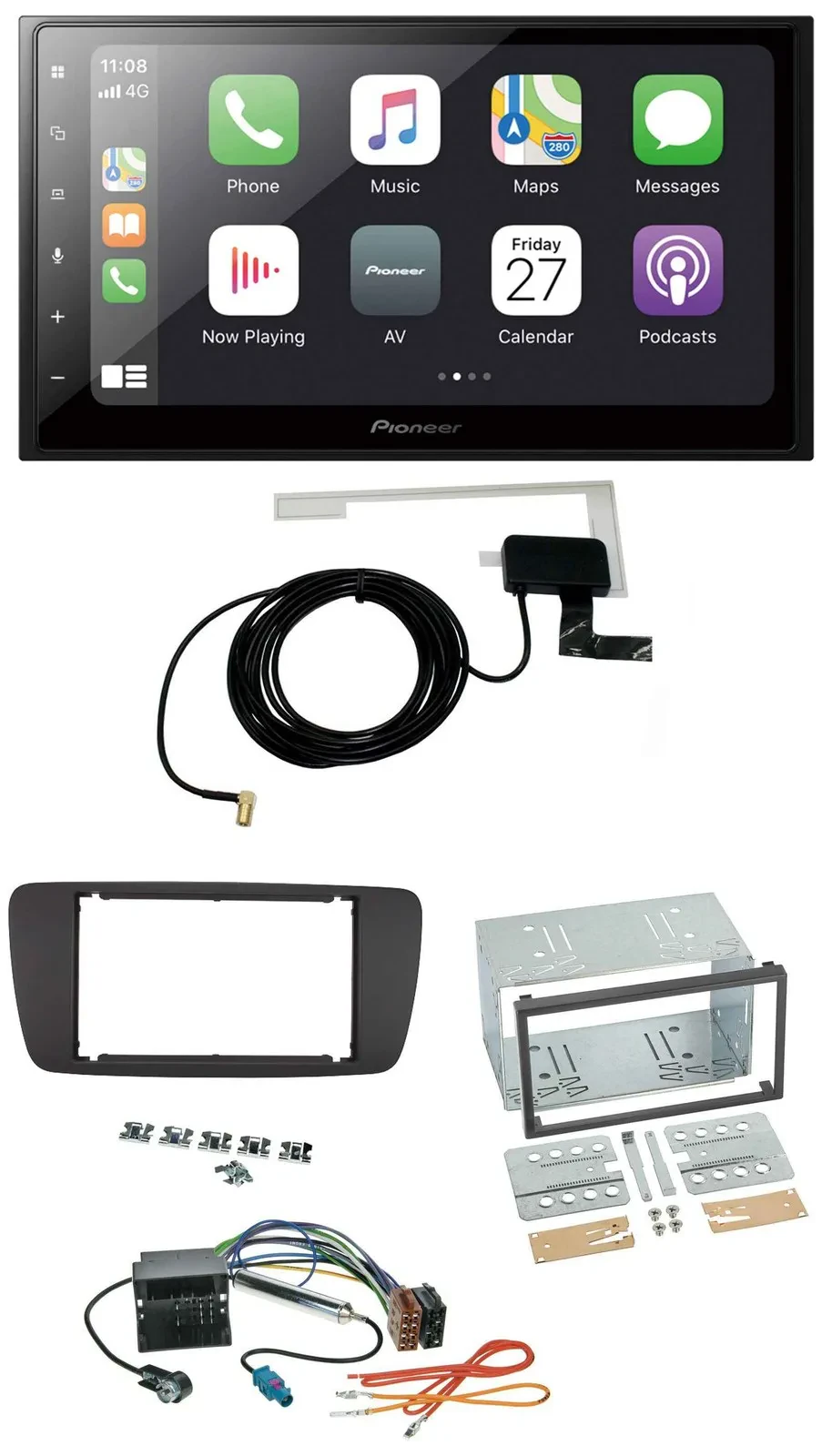 Pioneer USB MP3 2DIN Bluetooth DAB Autoradio für Seat Ibiza ab 08 azabacheschwar