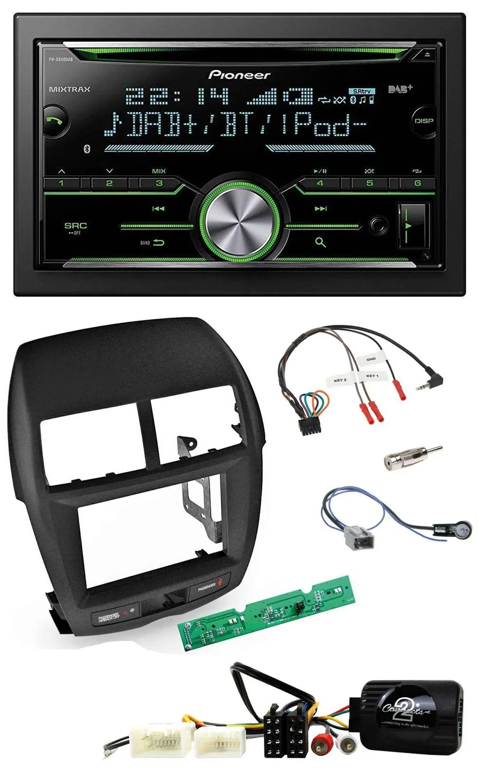Pioneer Bluetooth Lenkrad DAB 2DIN USB CD Autoradio für Mitsubishi ASX 2010-2014
