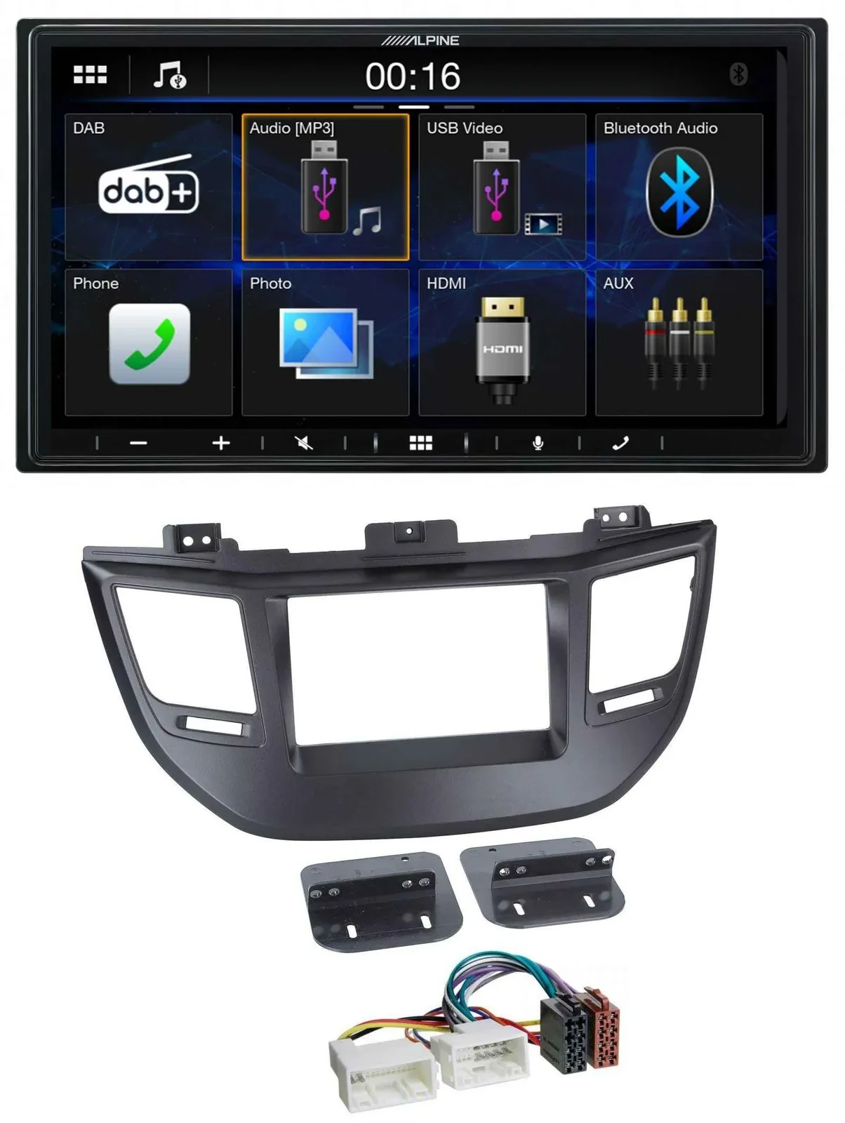 Alpine Bluetooth 2DIN MP3 DAB USB Autoradio für Hyundai Tucson ab 15 schwarz
