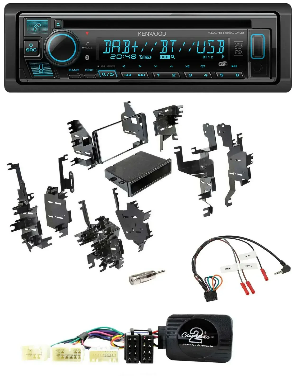 Автомагнитола Kenwood Bluetooth DAB CD USB для Toyota Yaris 2007–2012 с поддержкой управления на руле