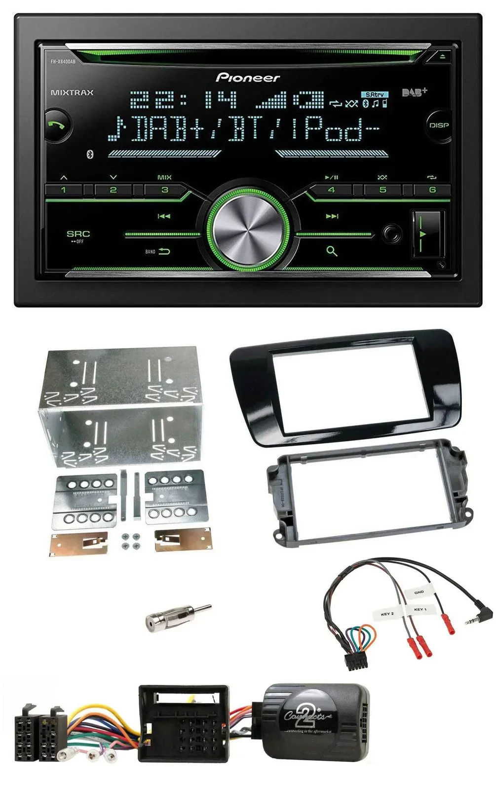 Pioneer Bluetooth Lenkrad DAB 2DIN USB CD Autoradio für Seat Ibiza ab 08 Klavier