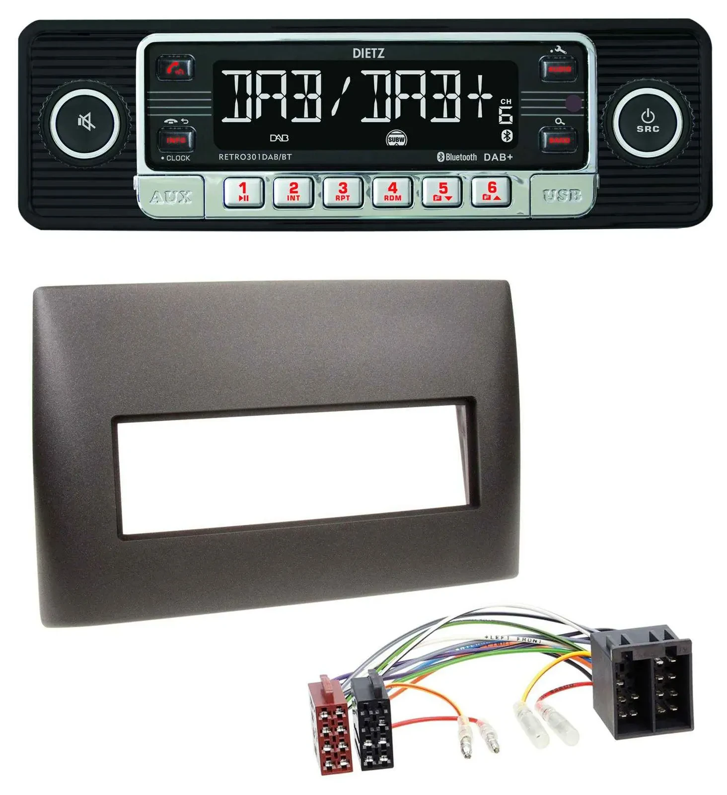 Dietz USB DAB MP3 Bluetooth Autoradio für Fiat Stilo (192, 2001-2008)