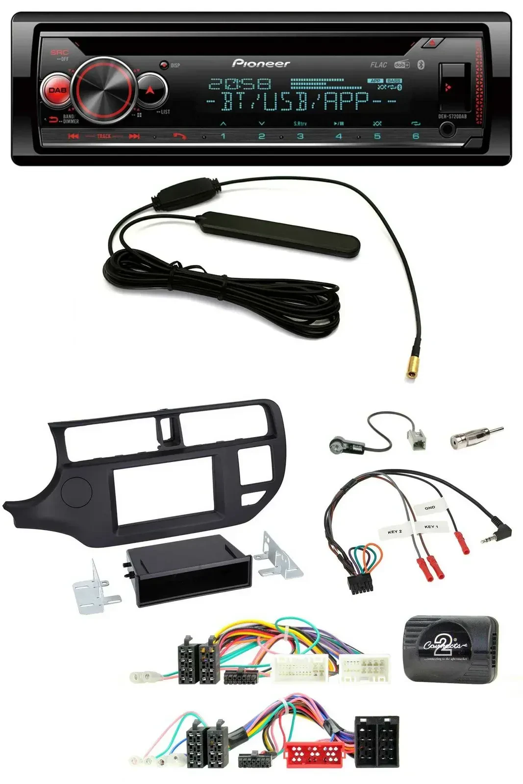 Автомагнитола Pioneer USB, DAB, Bluetooth, CD, поддержка управления на руле, для Kia Rio UB 2011–2015, черный