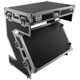 ProX XS-ZTABLEBL JR Portable Z-Style DJ Table Flight Case w Handles Wheels Silv