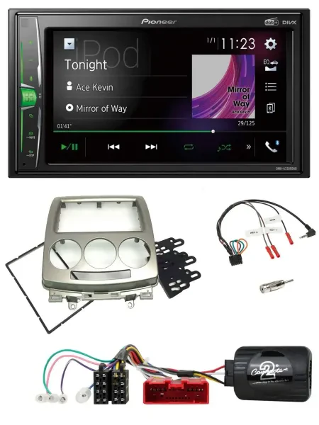 Pioneer 2DIN Lenkrad DAB USB Bluetooth Autoradio für Mazda 5 CR 2005-2010 silber