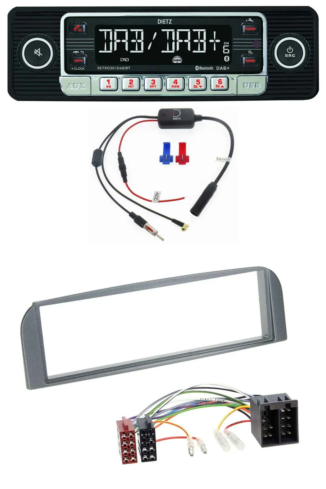 Dietz MP3 DAB Bluetooth USB Autoradio für Alfa Romeo 147, GT - anthrazit