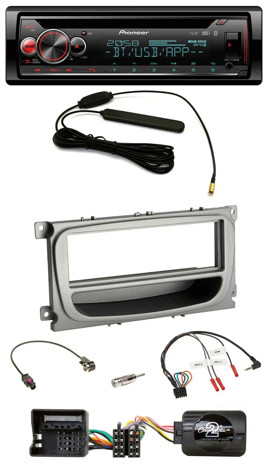 Pioneer USB DAB Lenkrad Bluetooth CD Autoradio für Ford C-Max Focus Galaxy ab 07