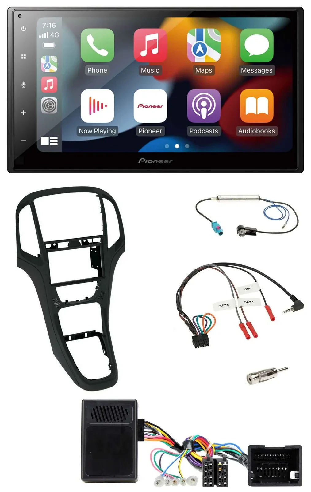 Pioneer DAB Bluetooth 2DIN USB Lenkrad Autoradio für Opel Astra ab 09 Perlschwar