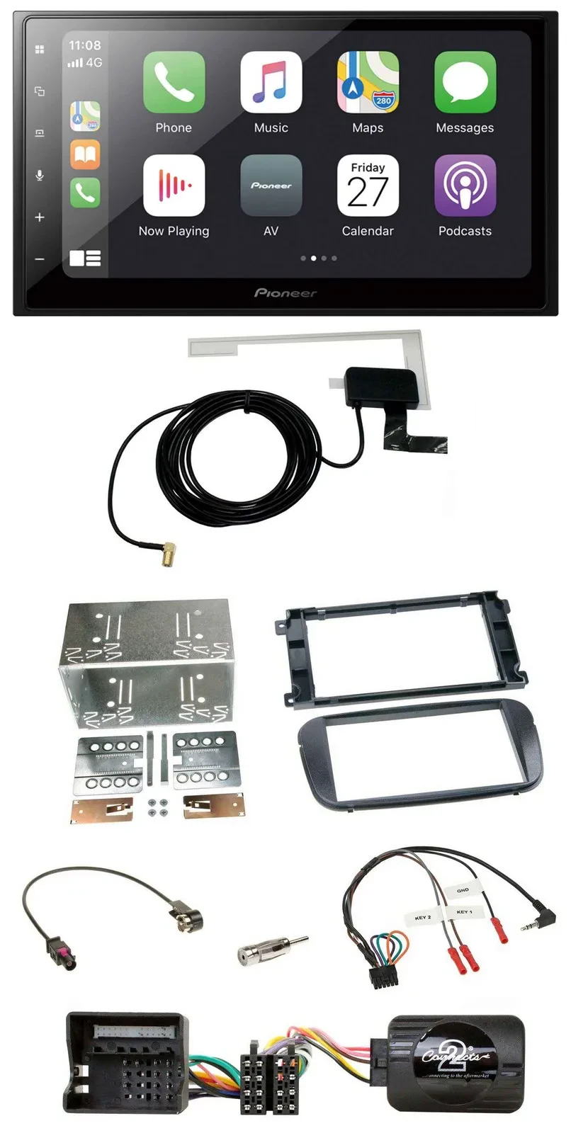 Pioneer USB Lenkrad 2DIN Bluetooth DAB Autoradio für Ford Focus C Max Galaxy Pro