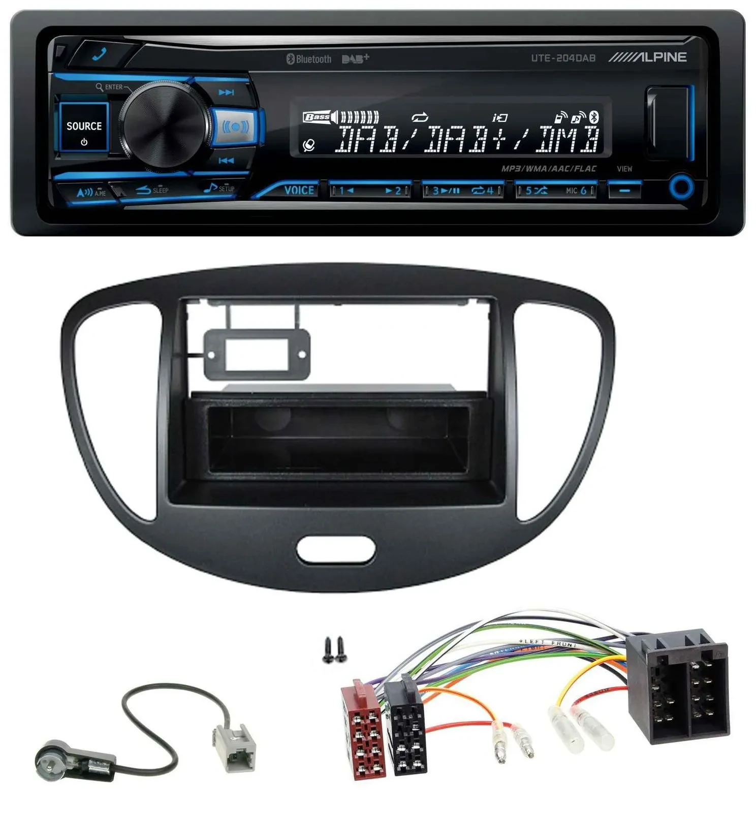 Alpine USB Bluetooth DAB MP3 Autoradio für Hyundai i10 (2008-2013) schwarz