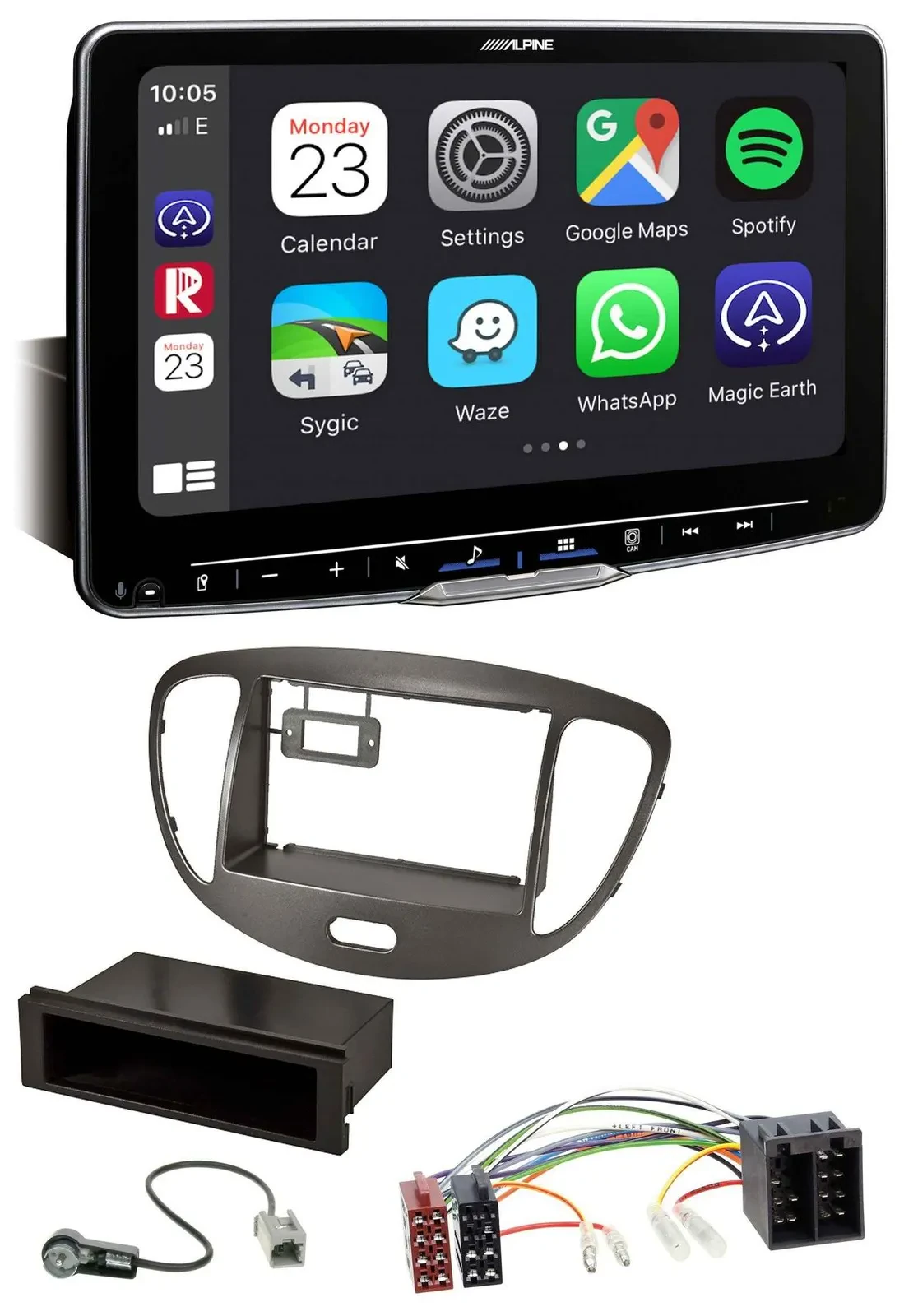 Alpine Bluetooth MP3 USB DAB Autoradio für Hyundai i10 2008-2013 dunkelsilber