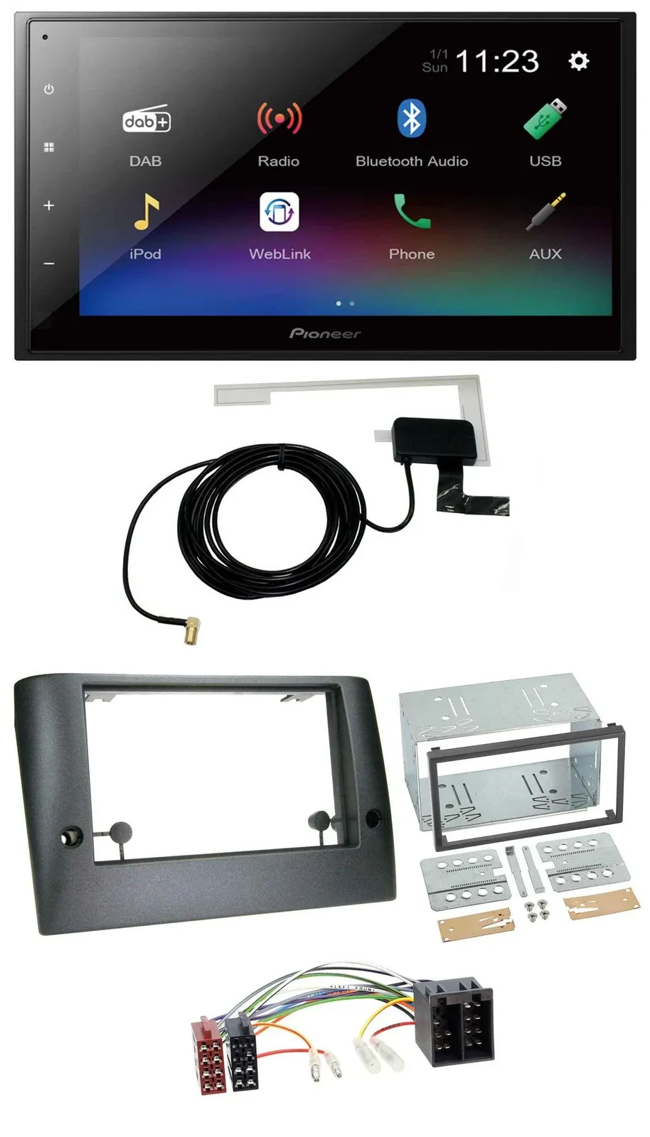 Автомагнитола для Fiat Stilo Pioneer 2DIN, DAB, Bluetooth, USB, MP3