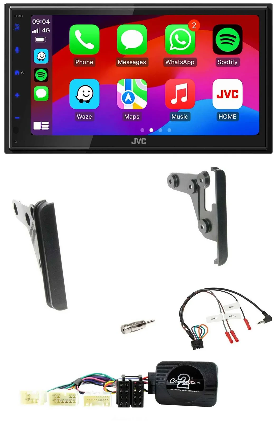 JVC Bluetooth USB Lenkrad 2DIN DAB Autoradio für Toyota RAV 4 2001-2005