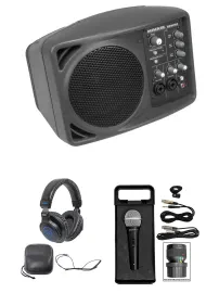 Mackie SRM150 Powered PA Monitor Speaker SRM-150+Headphones+Mic+Cable+Case