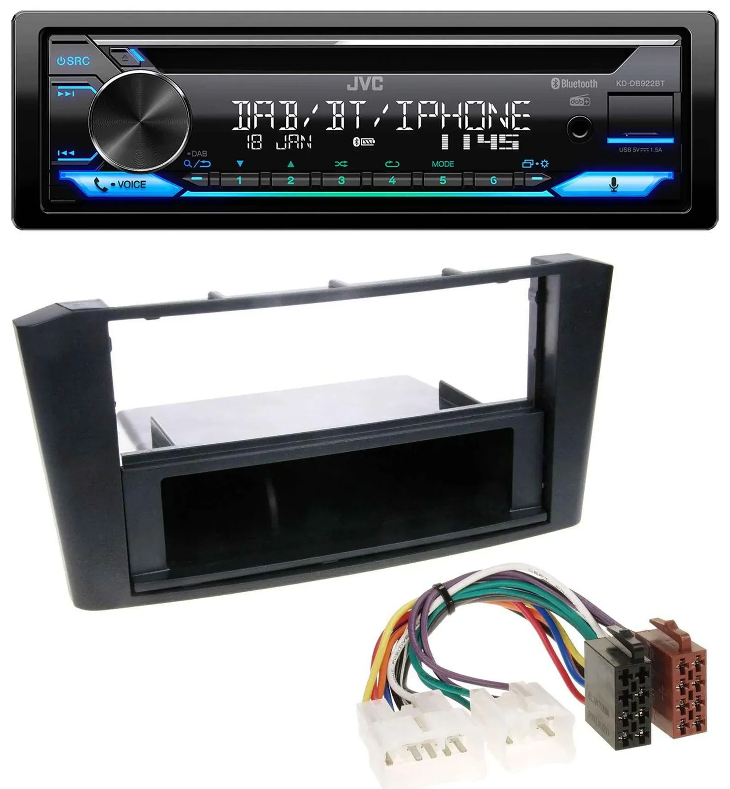 JVC Bluetooth MP3 USB DAB CD Autoradio für Toyota Avensis T25 (2003-2009)
