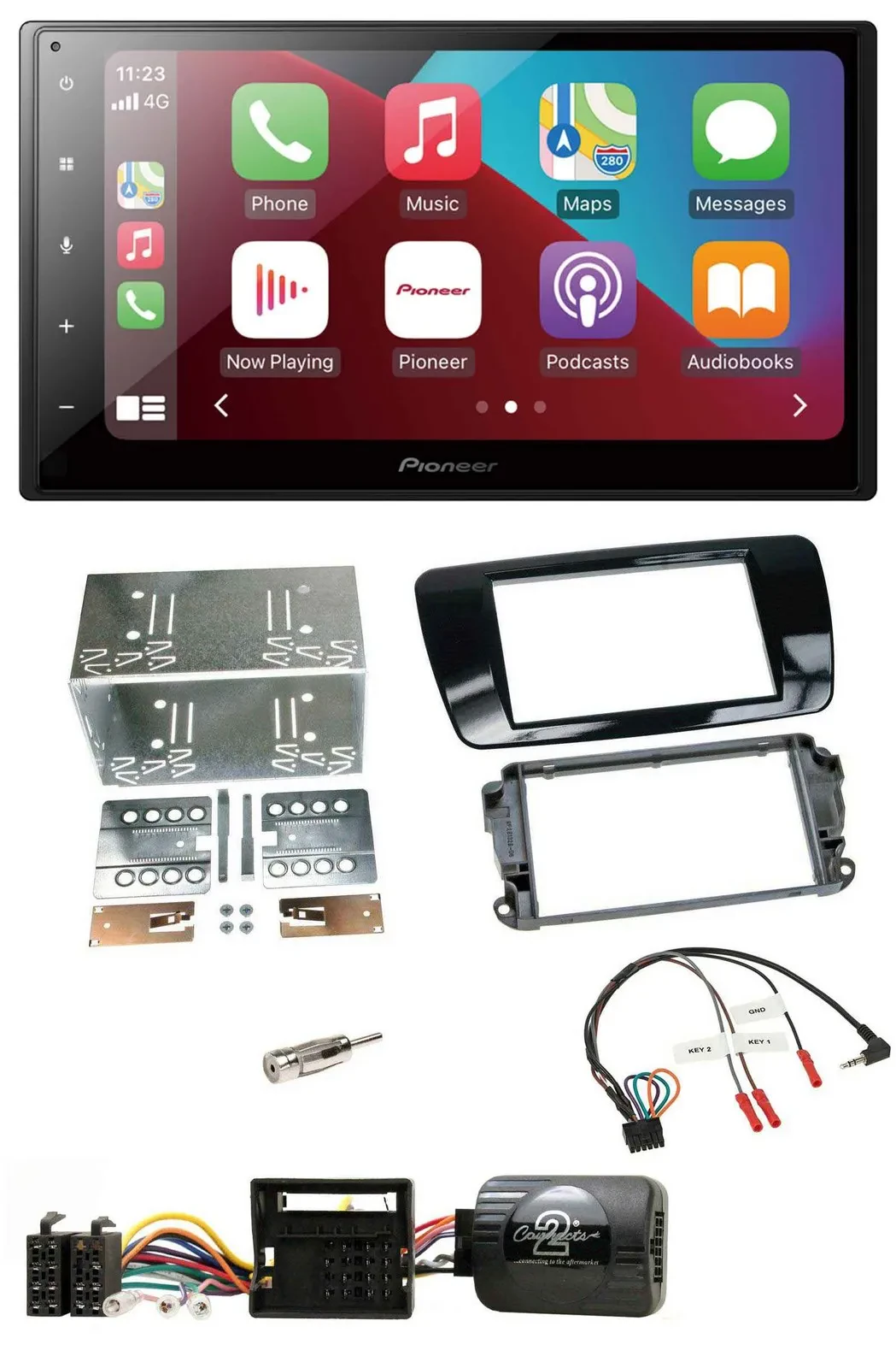 Автомагнитола Pioneer 2DIN DAB, Bluetooth, USB для Seat Ibiza (с 2008), черный глянец