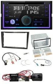 JVC Lenkrad USB 2DIN DAB Bluetooth CD Autoradio für Opel Corsa D Klavierlack 09-