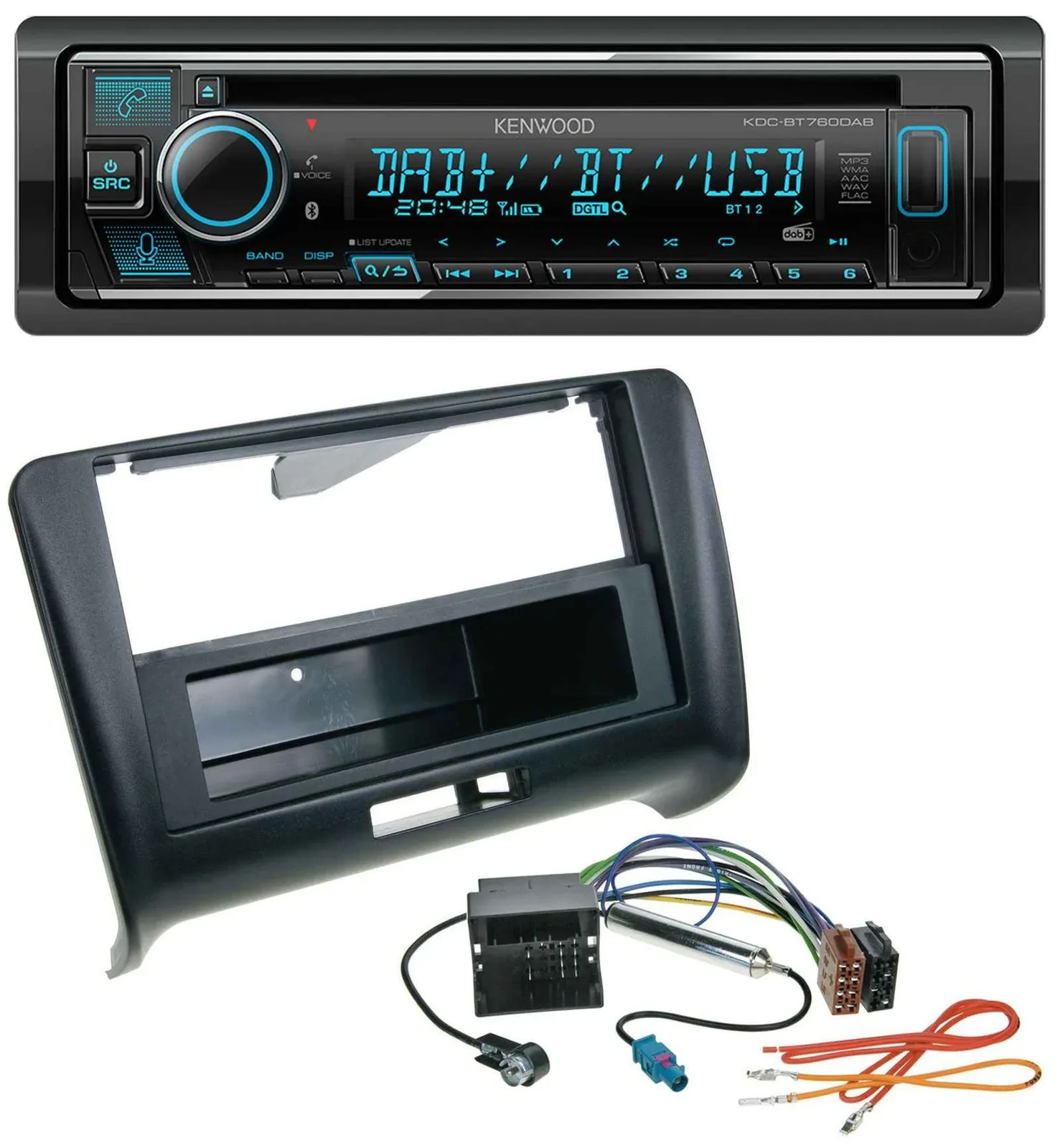 Автомагнитола Kenwood для Audi TT (2006–2014) Bluetooth, DAB, USB, CD, MP3, Quadlock