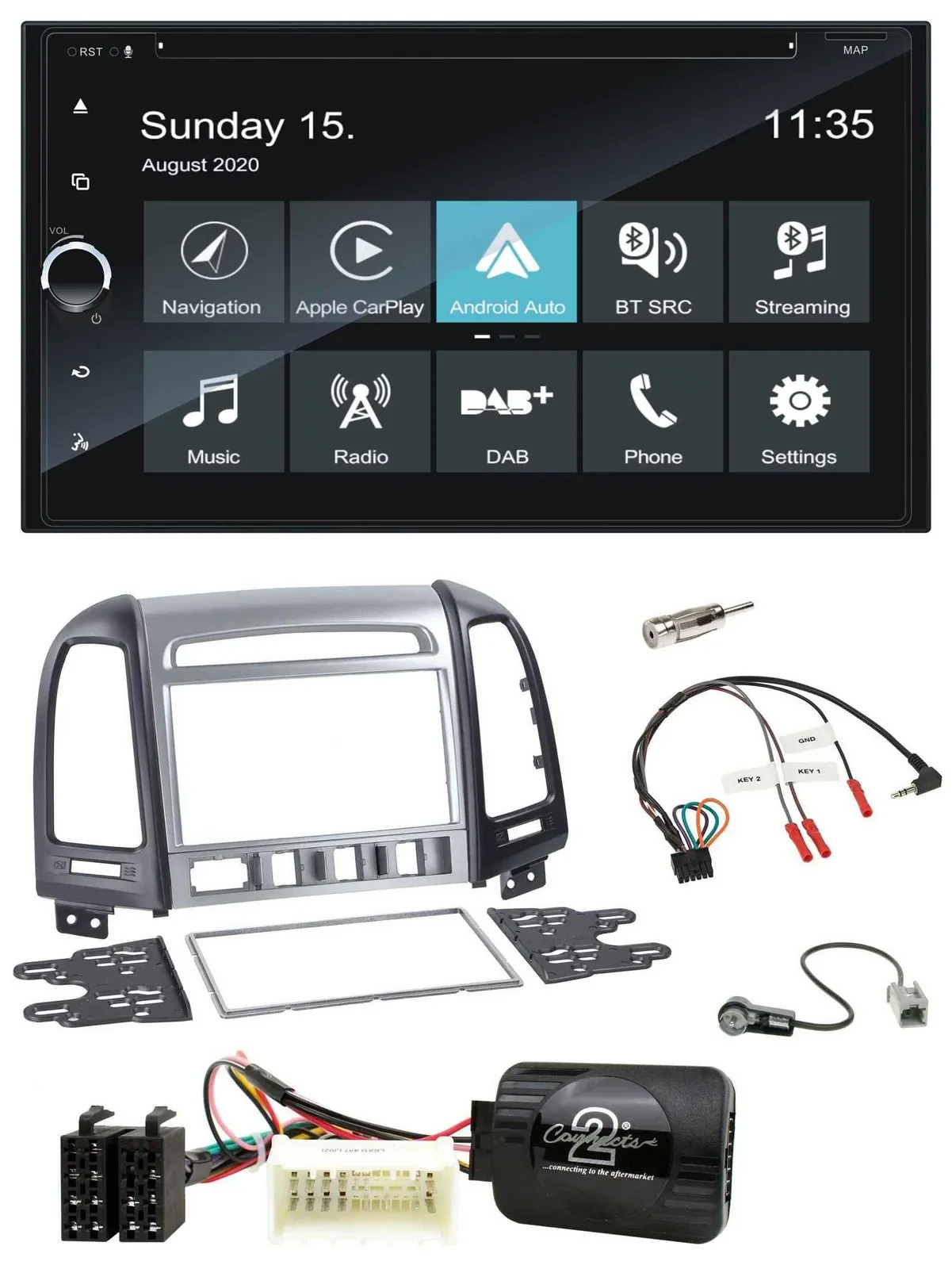 Blaupunkt 2DIN Lenkrad TMC Bluetooth USB DAB Navigation für Hyundai Santa Fe 4 S