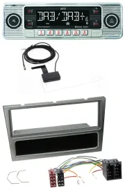 Dietz Bluetooth USB MP3 DAB Autoradio für Opel Corsa C ISO 2000-2004 aluminium