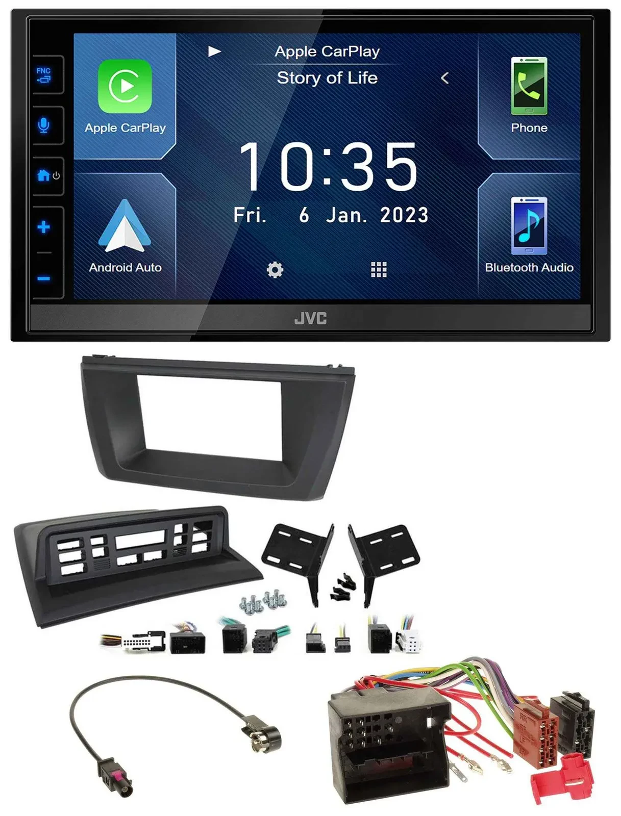 JVC DAB Bluetooth MP3 USB 2DIN Autoradio für BMW X3 E83 2004-2010 mittig