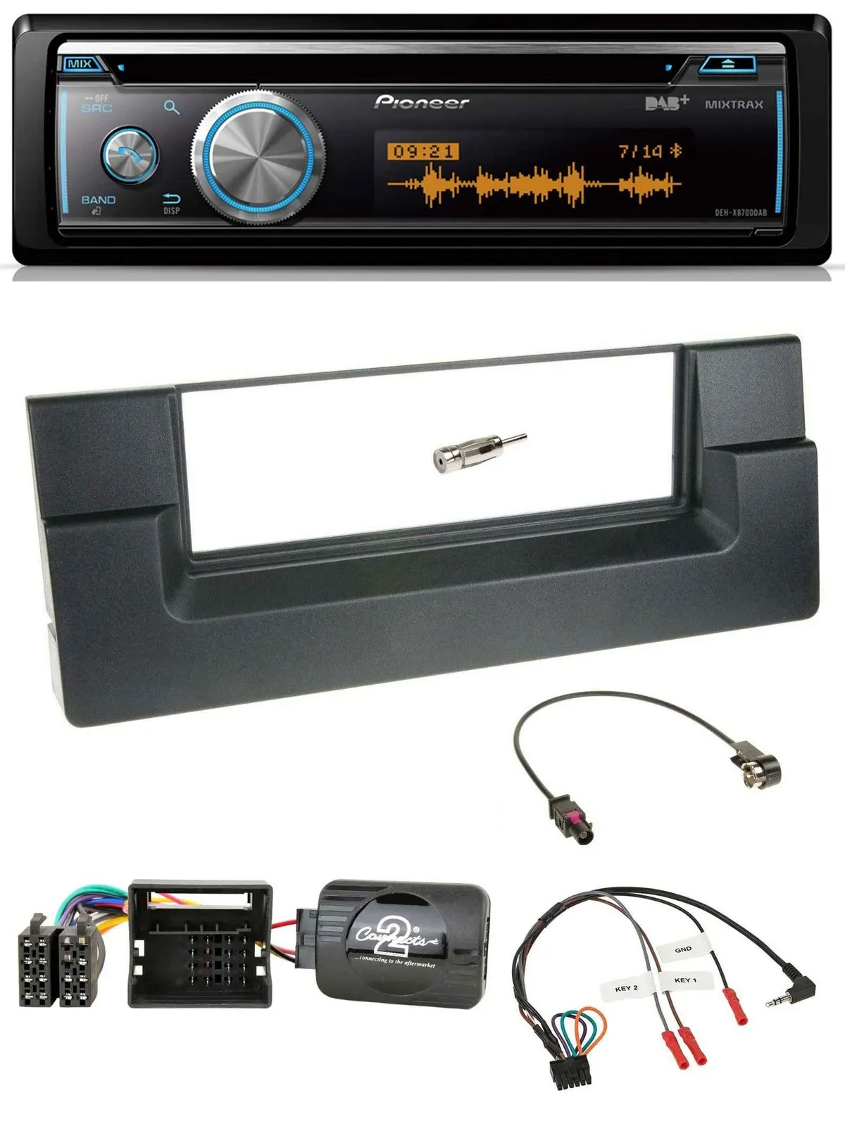 Pioneer Lenkrad DAB USB CD Bluetooth Autoradio für BMW 5er E39 2001-2004 Quadloc