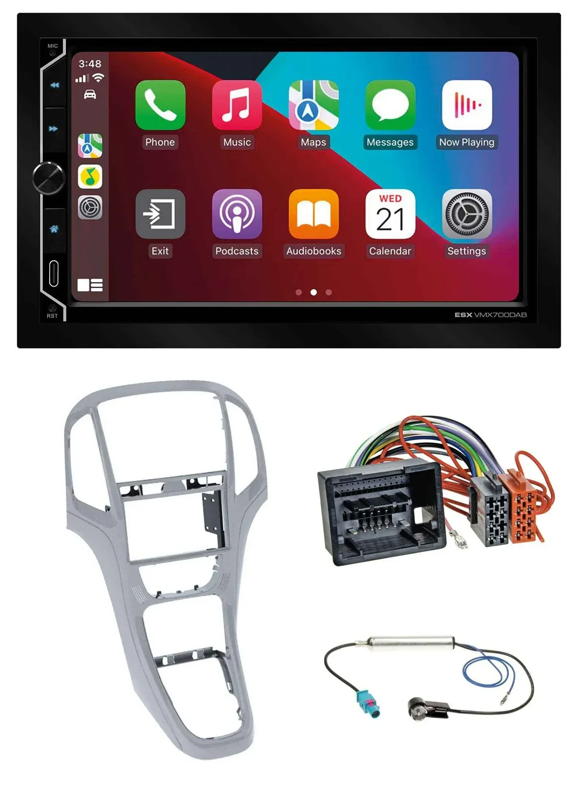 ESX 2DIN DAB USB MP3 Bluetooth Autoradio für Opel Astra J ab 2009 Platinsilber