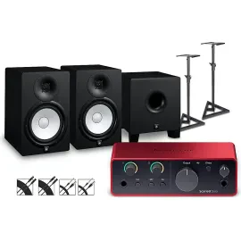 Focusrite Scarlett Solo Gen 4 w/Yamaha HS Studio Monitors/Subwoofer Bundle HS8