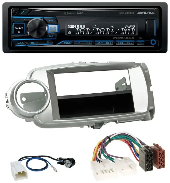 Alpine USB Bluetooth DAB MP3 Autoradio für Toyota Yaris (11-14) - silber