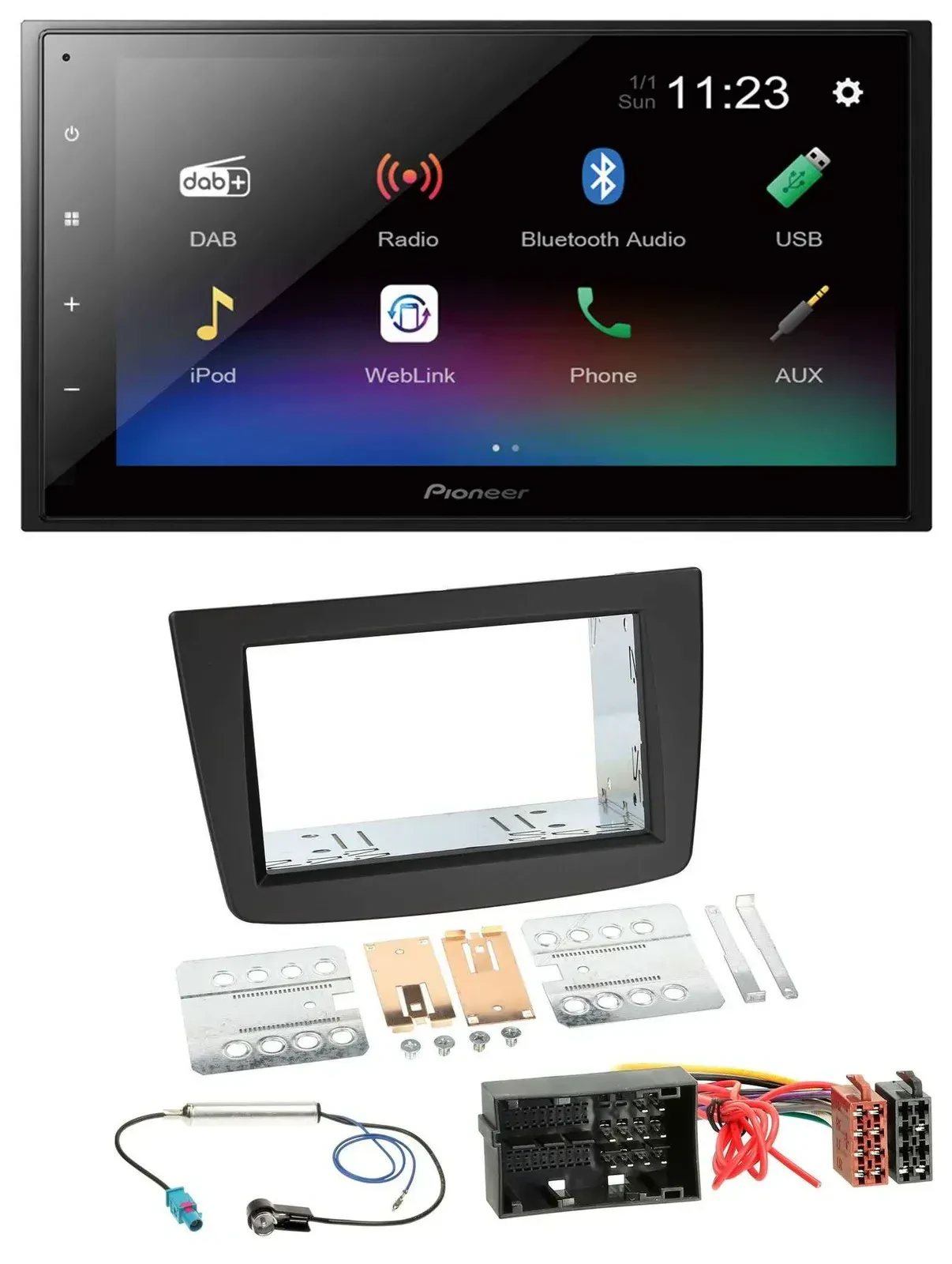 Автомагнитола Pioneer 2-DIN, USB, Bluetooth, DAB, MP3, для Alfa Romeo Mito 955 (с 2014), черный
