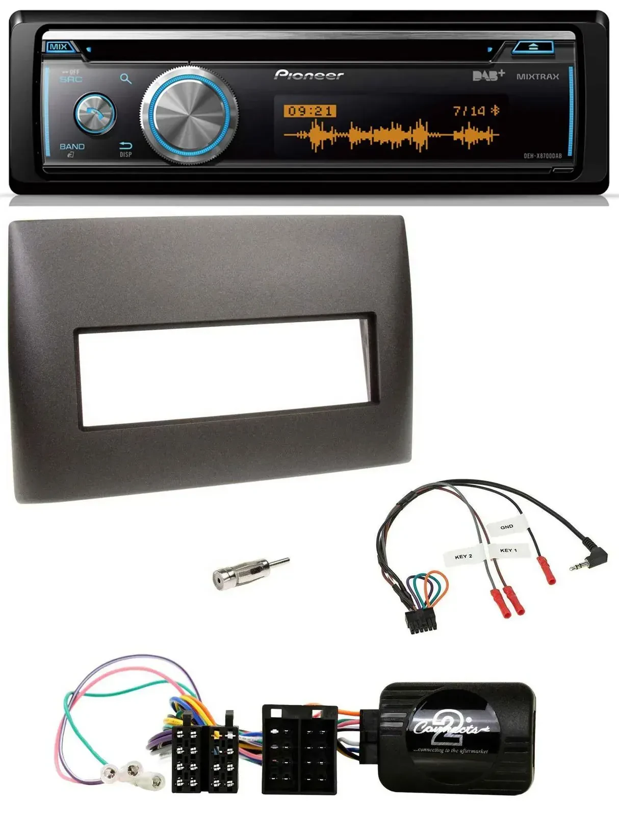 Автомагнитола Pioneer DAB, USB, CD, Bluetooth, для Fiat Stilo 2001–2007, чёрная