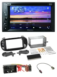 Pioneer Bluetooth 2DIN USB DVD DAB MP3 Autoradio für Fiat 500 (ab 12) schwarz
