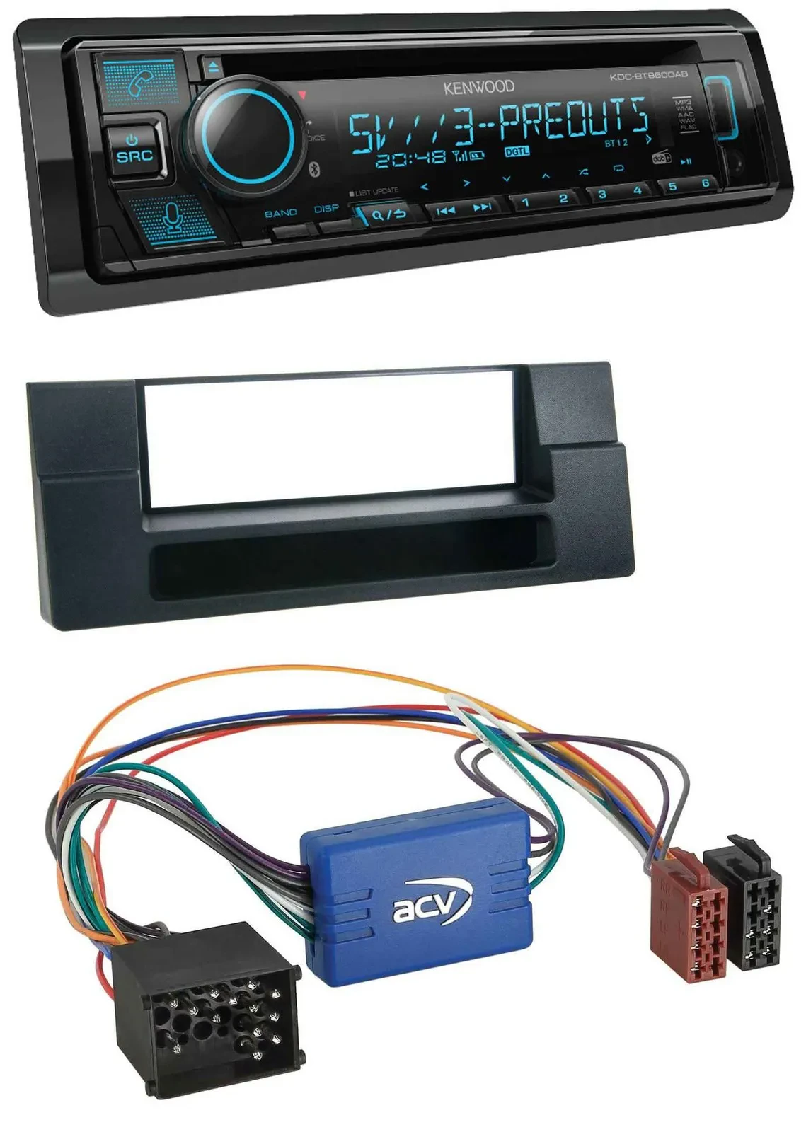 Автомагнитола для BMW 5 Series E39/X5 E53 Kenwood с Bluetooth, USB, CD/MP3 и DAB, с нишей