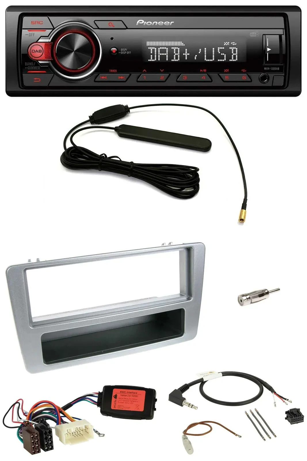 Автомагнитола для Honda Civic (2001–2003) Pioneer MP3 DAB 1-DIN USB серебристая