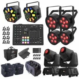 Chauvet DJ SLIMPARH6ILS Wash Lights 4 Pack w LED Effect Fixtures & ILS Command