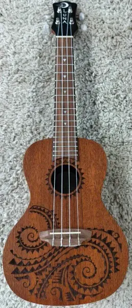 Luna Model UKE TC MAH Tattoo Mahogany Concert Size Acoustic Ukulele with Gig Bag