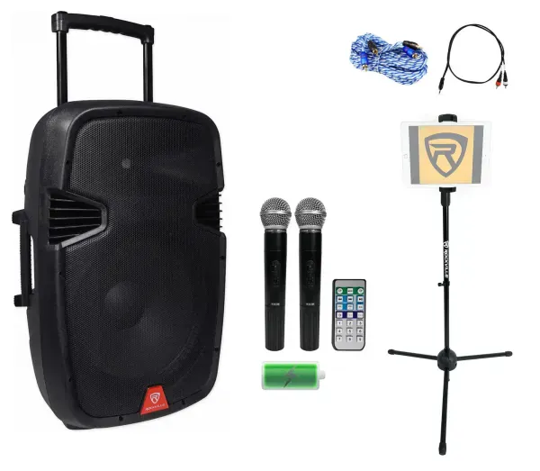 Rockville Bluetooth 15"Rechargeable iPad/iPhone/Laptop/Tablet Pro Karaoke System