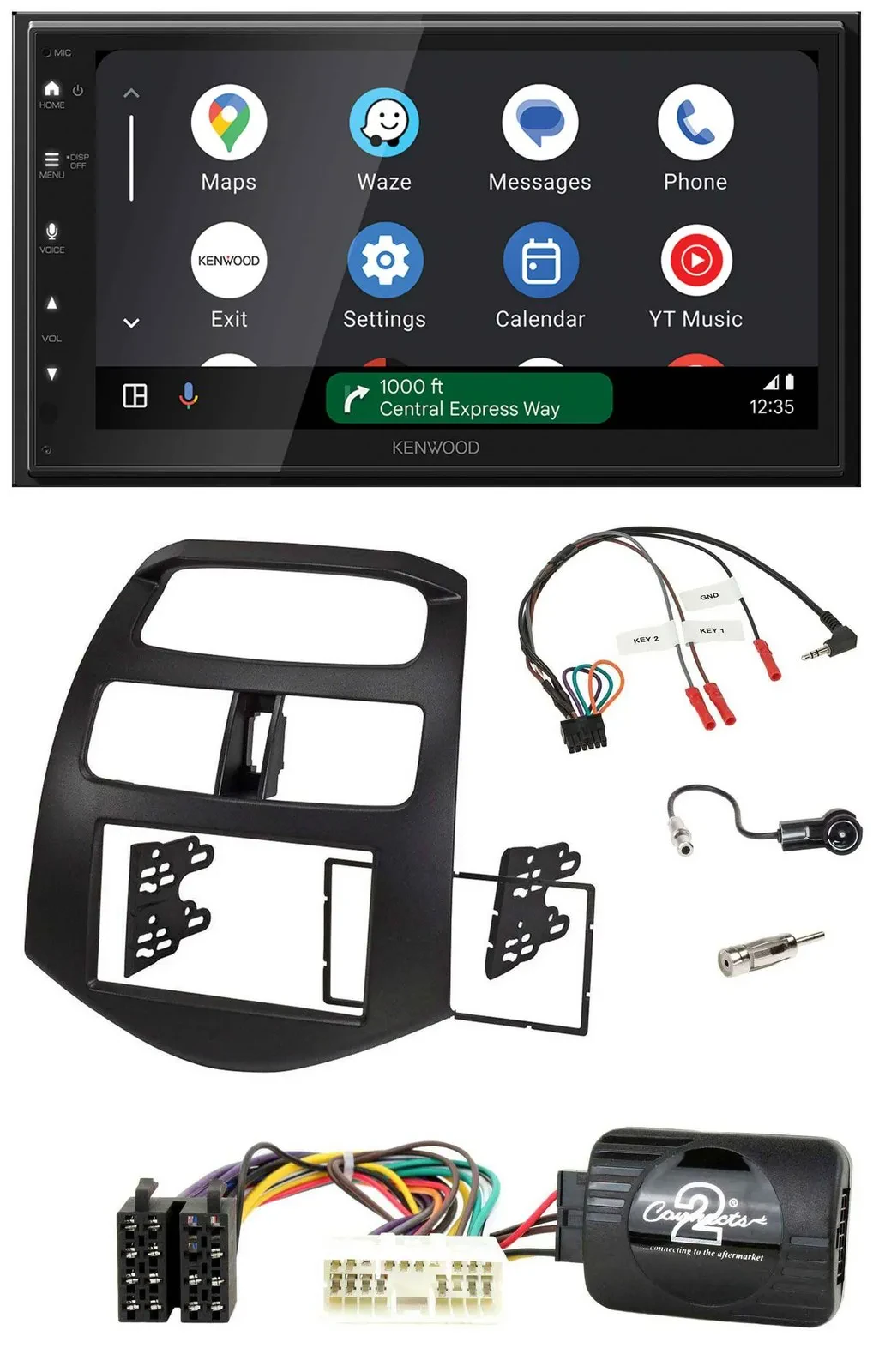 Kenwood DAB Bluetooth USB Lenkrad 2DIN Autoradio für Chevrolet Spark KLM 2012-20