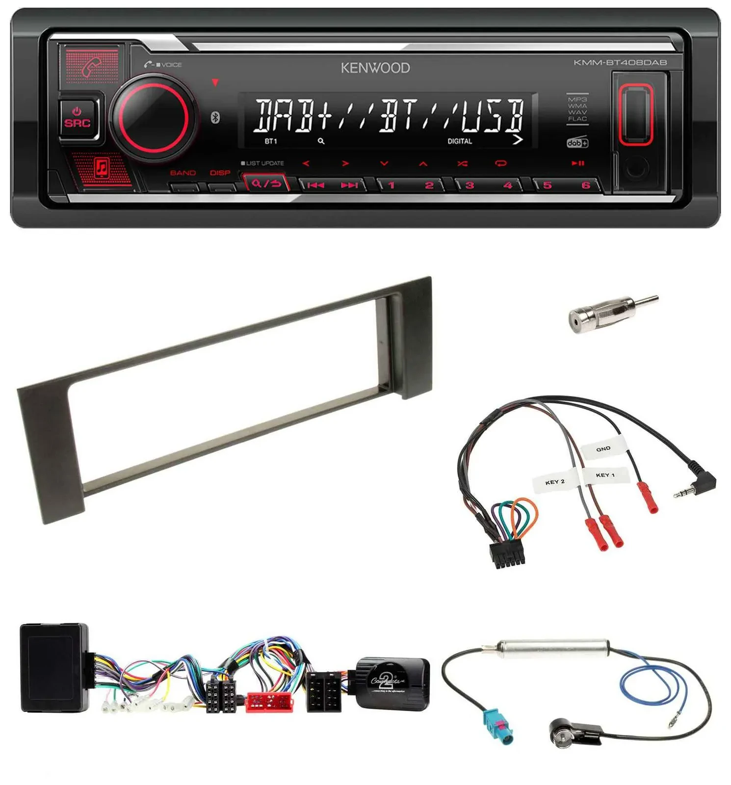 Kenwood Lenkrad Bluetooth USB DAB Autoradio für Audi A4 B6 00-04 Bose Vollaktivs