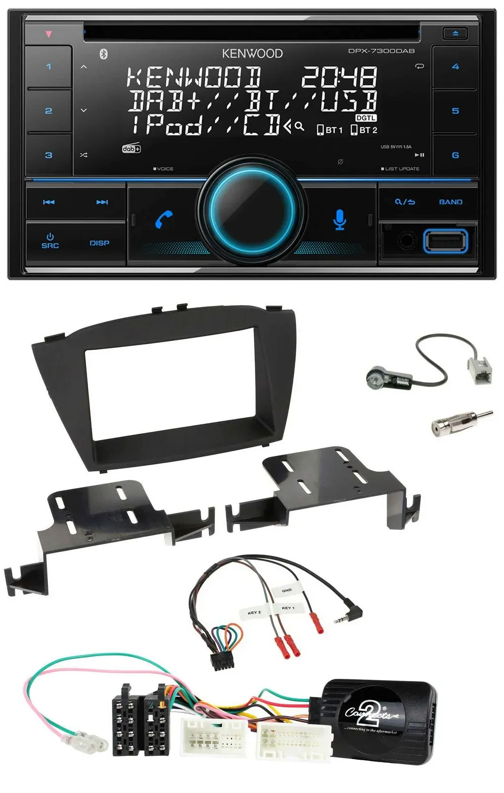 Kenwood CD 2DIN DAB USB Lenkrad Bluetooth Autoradio für Hyundai ix35 ab 2013 ohn