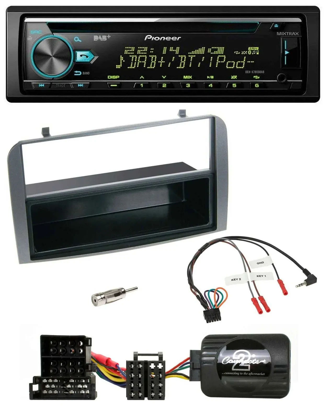 Pioneer DAB Lenkrad CD USB Bluetooth Autoradio für Alfa 147 GT anthrazit Ablage