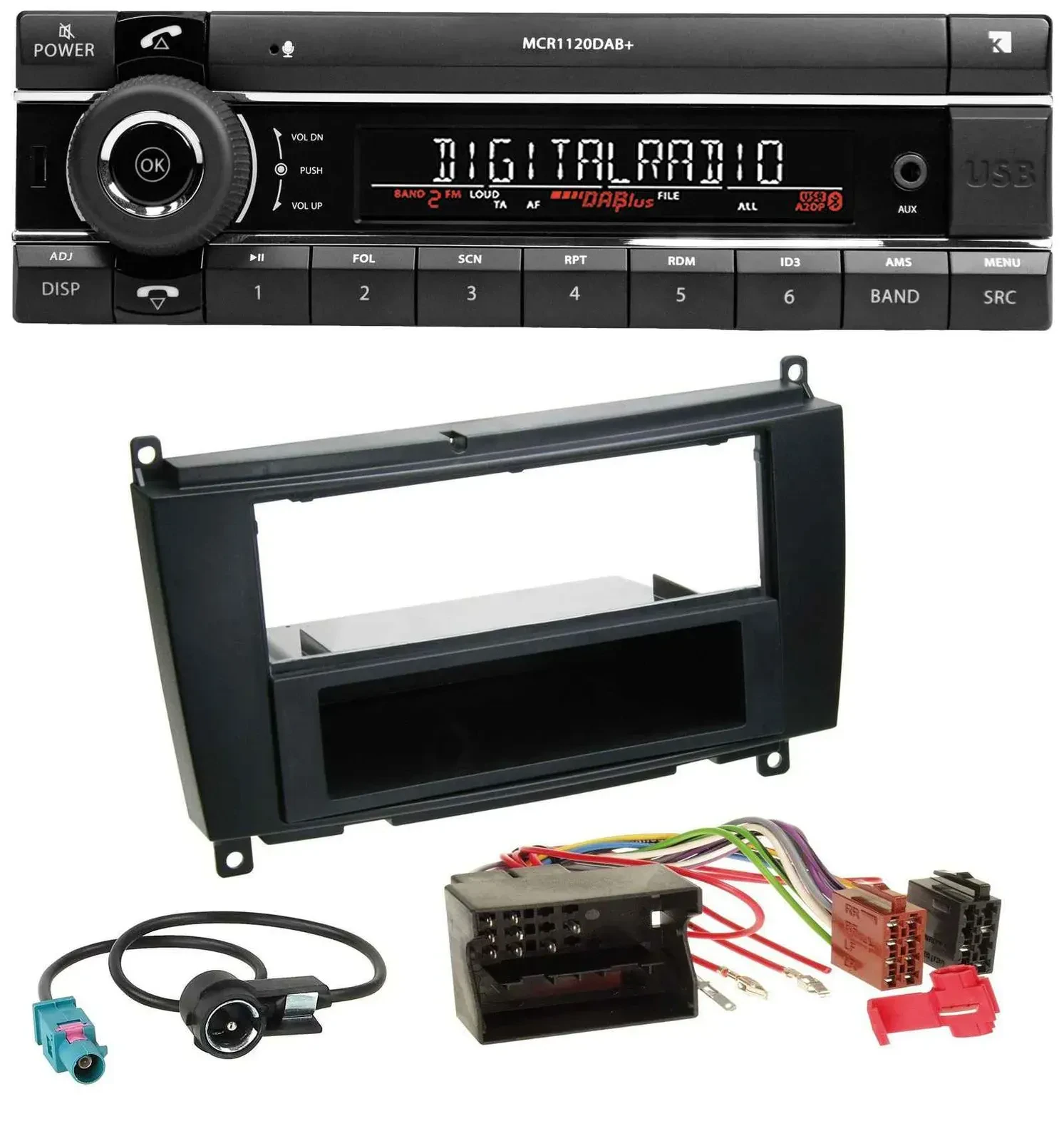 Kienzle Bluetooth MP3 USB DAB Autoradio für Mercedes CLK W209 ab 06 Coupe 04-09