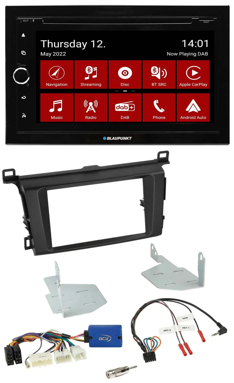 Blaupunkt 2DIN Lenkrad Bluetooth USB TMC DAB Navigation für Toyota RAV 4 ab 2013